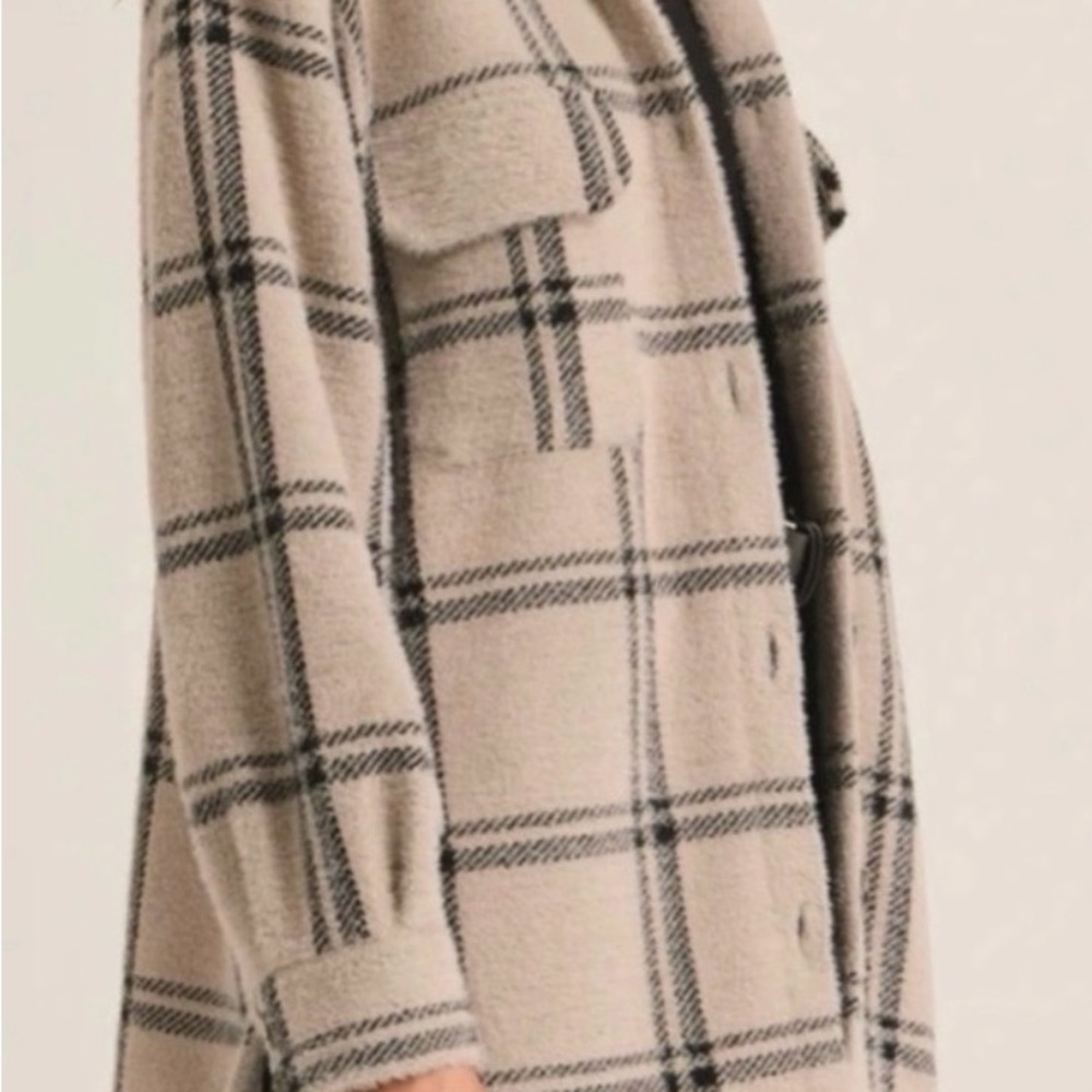 Z supply Tucker Plaid Shacket - Beige and Black